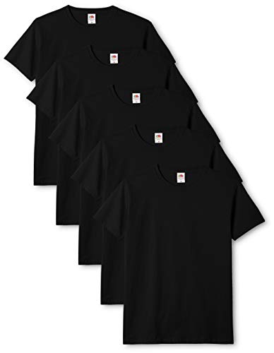 Fruit of the Loom Mens Original 5 Pack T-Shirt Camiseta, Negro (Black), Small (Pack de 5) para Hombre Fruit of the Loom Mens Original 5 Pack T-Shirt Camiseta, Negro (Black), Small (Pack de 5) para Hombre