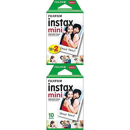 Fujifilm Instax Mini Brillo - Pack de 30 películas fotográficas Instantáneas (3 x10 hojas), color blanco