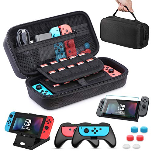 Funda para Nintendo Switch, HEYSTOP 11 en 1 Nintendo Switch Estuche portátil Incluye 2 Joy-Con Grips para Nintendo Switch, PlayStand ajustable, Protector de Pantalla con 6 Tapas de Agarre para Pulgar Funda para Nintendo Switch, HEYSTOP 11 en 1 Nintendo Switch Estuche portátil Incluye 2 Joy-Con Grips para Nintendo Switch, PlayStand ajustable, Protector de Pantalla con 6 Tapas de Agarre para Pulgar