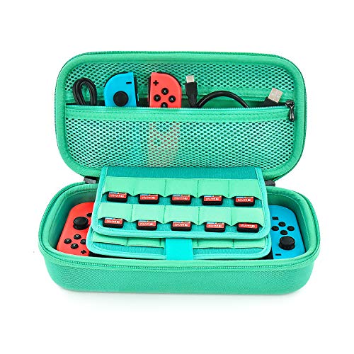 Funda para Nintendo Switch - Younik Versión Mejorada Viaje rígida Case con más Espacio de Almacenamiento para 19 Juegos, Oficial Adaptador de AC y Otros Accesorios Nintendo Switch