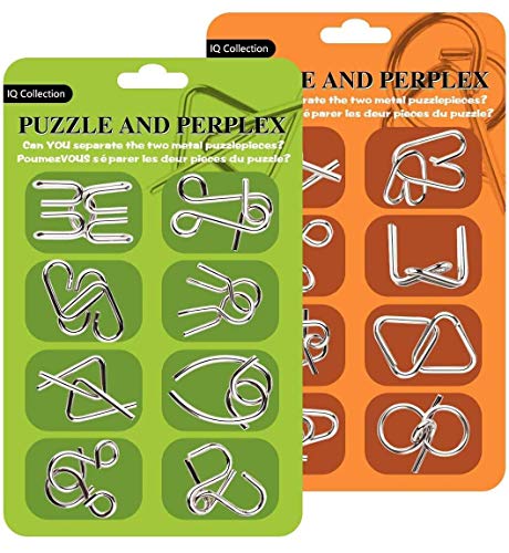 Funmo 16 Piezas Rompecabezas Metal, Set de 3D Puzzles Rompecabezas Mente Juego, Juguetes Mágicos de Alambre de Metal Educativos IQ Inteligencia Espíritu Prueba Juego para Adultos y niños Juguetes