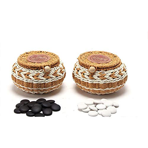 FunnyGoo Juego de ajedrez Go con 361 Piedras de cerámica en latas Trenzadas Hechas a Mano + Tablero de Juego Go (Amarillo y Blanco) FunnyGoo Juego de ajedrez Go con 361 Piedras de cerámica en latas Trenzadas Hechas a Mano + Tablero de Juego Go (Amarillo y Blanco)