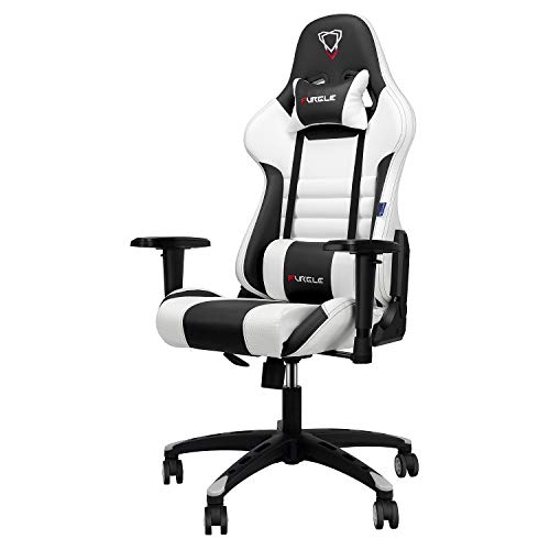 Furgle Office Gaming Chair Silla de Carreras con Respaldo Alto y reposabrazos Ajustables Piel sintética Silla de Videojuegos giratoria con Modo balancín (Blanco & Negro) Furgle Office Gaming Chair Silla de Carreras con Respaldo Alto y reposabrazos Ajustables Piel sintética Silla de Videojuegos giratoria con Modo balancín (Blanco & Negro)