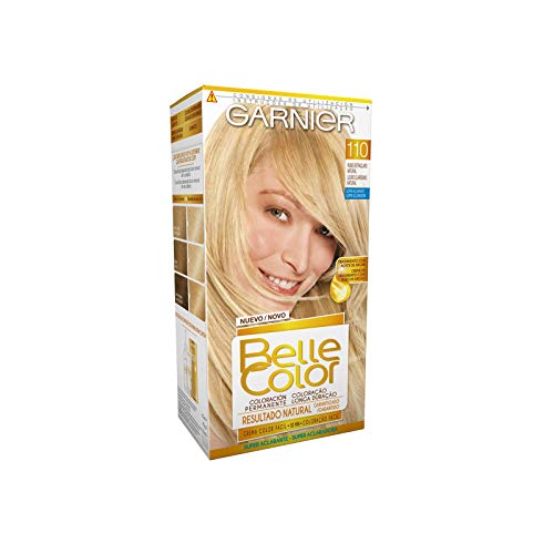 Garnier Belle Color Coloración de aspecto natural y cobertura completa de canas con aceite de jojoba y germen de trigo - Tono: Rubio Extra Claro Natural 110 Garnier Belle Color Coloración de aspecto natural y cobertura completa de canas con aceite de jojoba y germen de trigo - Tono: Rubio Extra Claro Natural 110