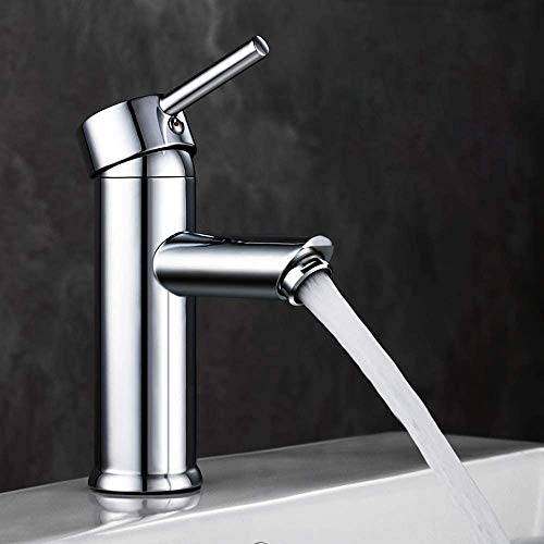 GAVAER Grifo Lavabo, Alta Calidad Grifo Baño, Grifo Baño con Aireador Desmontable, Ahorro del Agua Grifo Monomando Lavabo, Grifo Mezclador Agua Fría y Caliente,Latón Cromado Grifos Fregadero.