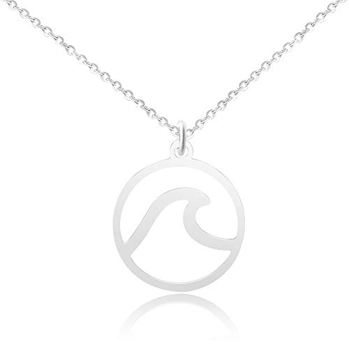 GD GOOD.designs EST. 2015 ® Collar de Mujer con Colgante Redondo de Ola (45cm de Largo) Joyas de Olas Ocean (Plata) GD GOOD.designs EST. 2015 ® Collar de Mujer con Colgante Redondo de Ola (45cm de Largo) Joyas de Olas Ocean (Plata)