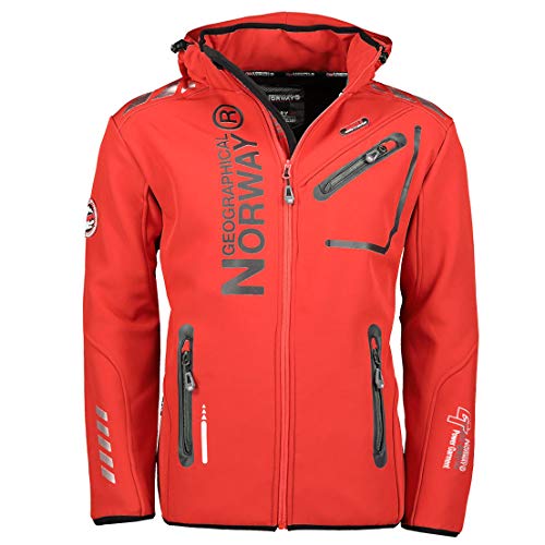 Geographical Norway - Chaqueta Rainman Turbo-Dry para hombre con tejido softshell y capucha rojo L Geographical Norway - Chaqueta Rainman Turbo-Dry para hombre con tejido softshell y capucha rojo L