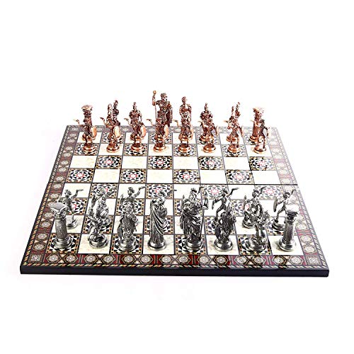 GiftHome Historical - Juego de ajedrez de metal de cobre antiguo para adultos, piezas hechas a mano y diseño de mosaico, tablero de ajedrez de madera King 4.3 inc GiftHome Historical - Juego de ajedrez de metal de cobre antiguo para adultos, piezas hechas a mano y diseño de mosaico, tablero de ajedrez de madera King 4.3 inc