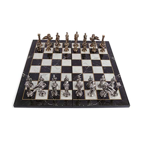 GiftHome Pegasus - Juego de ajedrez de metal de tamaño mediano para adultos, piezas hechas a mano y diseño de mármol, tablero de ajedrez de madera King 3.35 inc GiftHome Pegasus - Juego de ajedrez de metal de tamaño mediano para adultos, piezas hechas a mano y diseño de mármol, tablero de ajedrez de madera King 3.35 inc