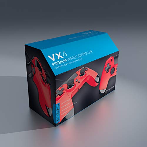 Gioteck PS4 mando con cable conector jack 5 mm, color rojo Gioteck PS4 mando con cable conector jack 5 mm, color rojo