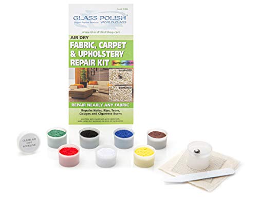 Glass Polish Tela alfombras y tapicería Reparaciones - Kit de Bricolaje reparación pequeños Agujeros, Cortes, Fumar, rasguños, Marcas Glass Polish Tela alfombras y tapicería Reparaciones - Kit de Bricolaje reparación pequeños Agujeros, Cortes, Fumar, rasguños, Marcas