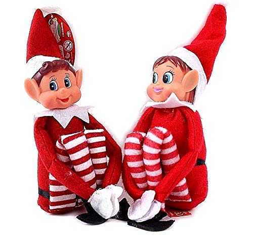 GLOW Wholesale - Juego de Elfos, Elfie (niño) y Elvie (niña) , Juego Divertido y Alegre, muñecos de Elfo “Elves Behaving' Badly” con Cuerpo Suave y Cara de Vinilo, Juego de 2 Unidades, Color Rojo GLOW Wholesale - Juego de Elfos, Elfie (niño) y Elvie (niña) , Juego Divertido y Alegre, muñecos de Elfo “Elves Behaving' Badly” con Cuerpo Suave y Cara de Vinilo, Juego de 2 Unidades, Color Rojo