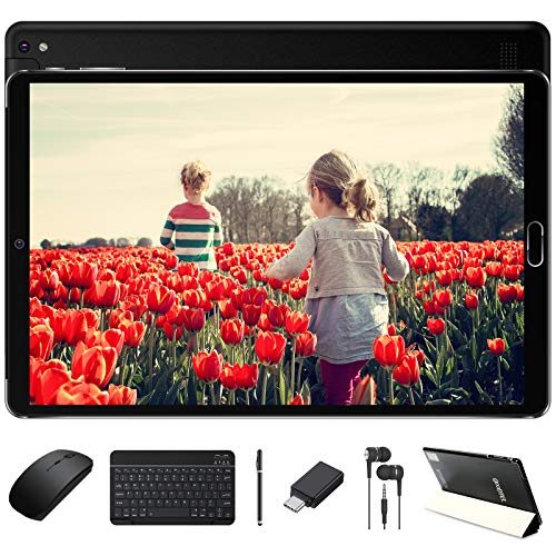 GOODTEL Tablet 10 Pulgadas Android 10.0 Procesador Octa-Core, RAM de 4GB, ROM de 64GB Escalable 128GB, WiFi/Bluetooth/ Cámara Dual 5.0+8.0 MP, con Mouse y Teclado Type-C Tablets-Negro