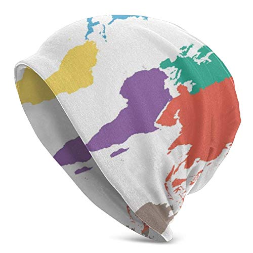 Gorro Hombres Mujeres - Continentes del Mundo en Regiones Tierras Tema Global Internacional - Gorra de Gorro de Punto Unisex con Calavera Lisa Gorro Hombres Mujeres - Continentes del Mundo en Regiones Tierras Tema Global Internacional - Gorra de Gorro de Punto Unisex con Calavera Lisa