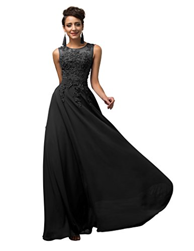 GRACE KARIN Vestidos Negros Elegante Dulce Vestido de Boda Dama de Honor Prom Talla 34