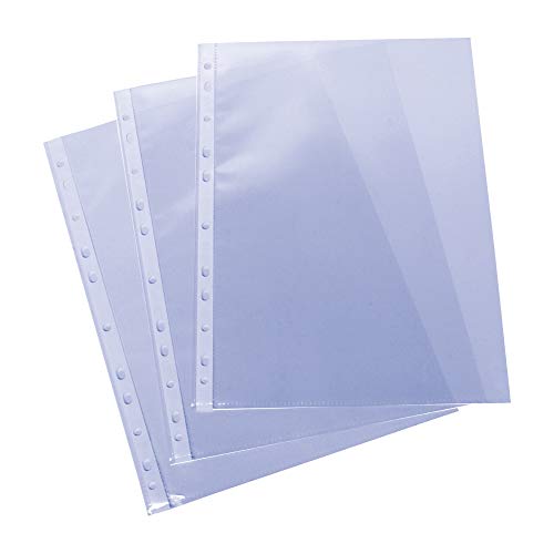 Grafoplás 5576700. Pack de 100 Fundas Multitaladro A4, Polipropileno Estándar, Color Transparente, Piel Naranja