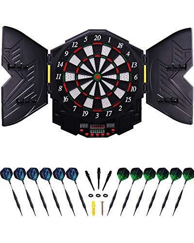 Grebarley Diana Electrónica con Puertas, para un hasta 8 Jugadores, Pantalla LED, Incluye línea de Tiro, 12 Dardos y 100 Puntas, Adecuada para Fiestas, Unisex Adulto 27 Juegos 216 Variantes Grebarley Diana Electrónica con Puertas, para un hasta 8 Jugadores, Pantalla LED, Incluye línea de Tiro, 12 Dardos y 100 Puntas, Adecuada para Fiestas, Unisex Adulto 27 Juegos 216 Variantes