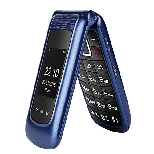 gsm Teléfono Móvil Simple para Ancianos con Teclas Grandes,SOS Botones,ácil de Usar telefonos basicos para Mayores (Azul)