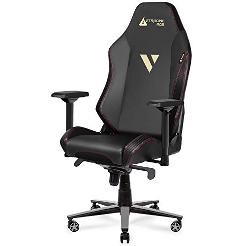 GTRACING Silla Gaming Escritorio Gamer Oficina Ergonomica para Ordenador Cuero de PU 4D Reposabrazos Respaldo Reclinable Ace Series Negro