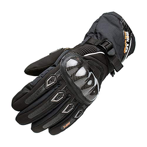 Guantes Moto Impermeable de la Fibra de Carbono,Guantes de Motocicleta térmico en Invierno Negro para Hombre Mujer Puede Pantalla táctil