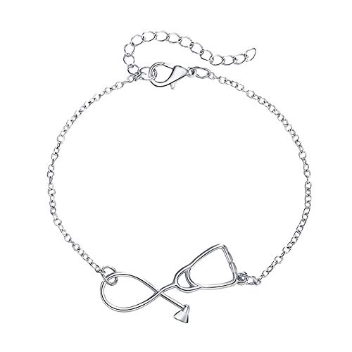 GuDeKe Plata Acero Inoxidable Pulsera del Estetoscopio, Regalo para Las Enfermeras, Asistentes Medicos, Doctores Joyeria de Estudiante de Medicina, joyería Enfermera GuDeKe Plata Acero Inoxidable Pulsera del Estetoscopio, Regalo para Las Enfermeras, Asistentes Medicos, Doctores Joyeria de Estudiante de Medicina, joyería Enfermera