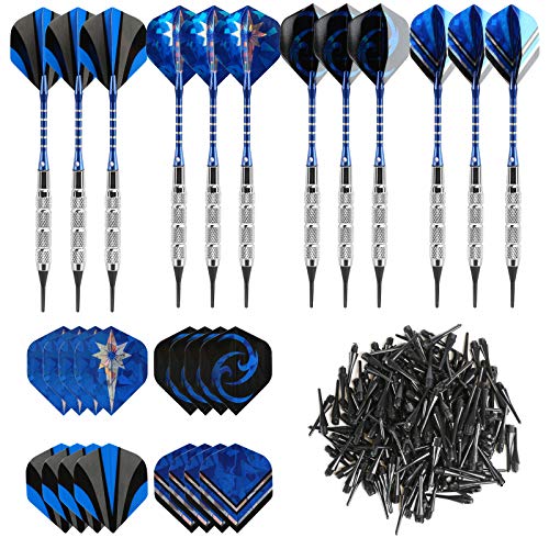 GWHOLE 12 Dardos (18G) para Diana Electrónica, con 16 Plumas y 200 Dardo Suave Punta Puntos GWHOLE 12 Dardos (18G) para Diana Electrónica, con 16 Plumas y 200 Dardo Suave Punta Puntos