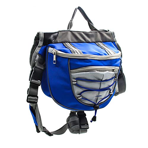 HaiQianXin Bolso de la Silla de Montar de la Mochila de Las alforjas del Perro del Animal doméstico del poliéster para Caminar Que acampa del Viaje (Color : Azul, Size : S) HaiQianXin Bolso de la Silla de Montar de la Mochila de Las alforjas del Perro del Animal doméstico del poliéster para Caminar Que acampa del Viaje (Color : Azul, Size : S)