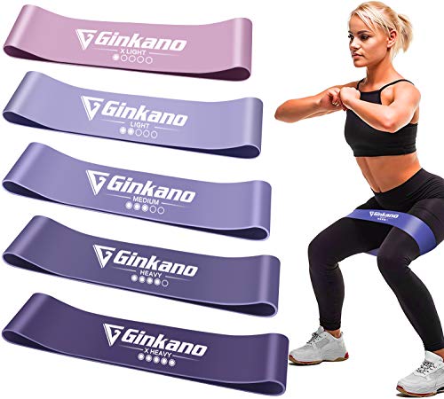 Haquno Bandas Elásticas Fitness/Bandas de Resistencia, Set de 5 Cintas Elásticas Fitness y Musculación de Látex Natural Agradable a la Piel con Guía de Ejercicios de Español y Bolsa Almacenamiento