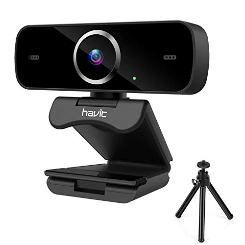 havit Webcam 1080P Cámara Web Full HD USB 2.0 con Micrófono de reducción de Ruido Incorporado, Giratorio de 360 Grado,cámara Web portátil con Soporte, para Ordenador/PC,Negro