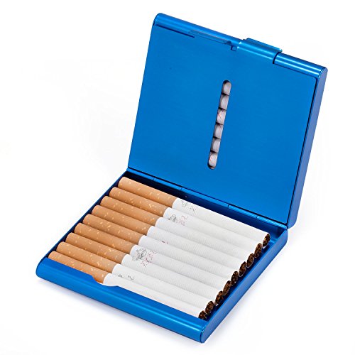 HBF Pitilleras Para Hombre Caja De Cigarillo Metal Pitillera Cigarrillos Hombre Para Introducir 20 Cigarrillo Azul