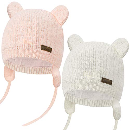 heekpek Gorro de Bebé Niña Invierno Sombrero de Bebé Oso Lindo Niño Orejera Beanie Gorro de Punto Cálido Otoño Primavera Niña 0 a 3 Años