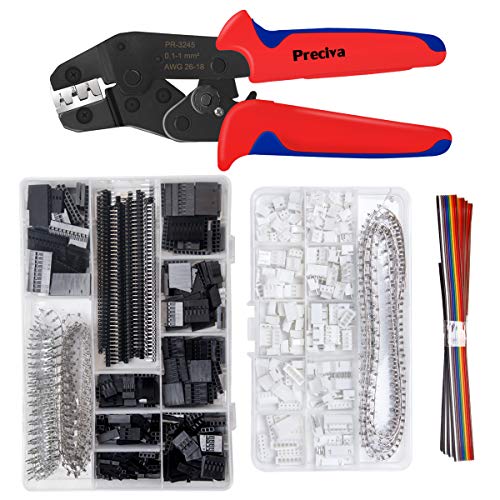 Herramientas de Crimpadora Dupont Preciva con 1550 PCS Pins Macho y Hembra Conector Dupont 26-18AWG 0.1-1.0mm² y 460pcs 2,54mm JST-PH Pin Macho y Hembra JST Conector Cable Enchufe Adaptador Set