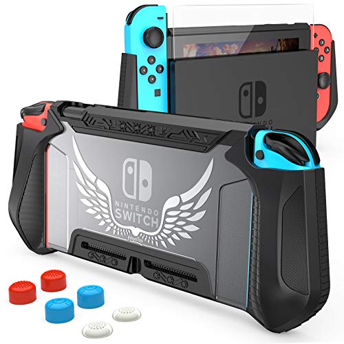 HEYSTOP Carcasa Nintendo Switch, Funda Nintendo Switch con Protectora TPU Grip Funda de Agarre Compatible con la Consola de Pantalla para Nintendo Switch Console y Joy-Con con 6 Agarres para el Pulgar HEYSTOP Carcasa Nintendo Switch, Funda Nintendo Switch con Protectora TPU Grip Funda de Agarre Compatible con la Consola de Pantalla para Nintendo Switch Console y Joy-Con con 6 Agarres para el Pulgar