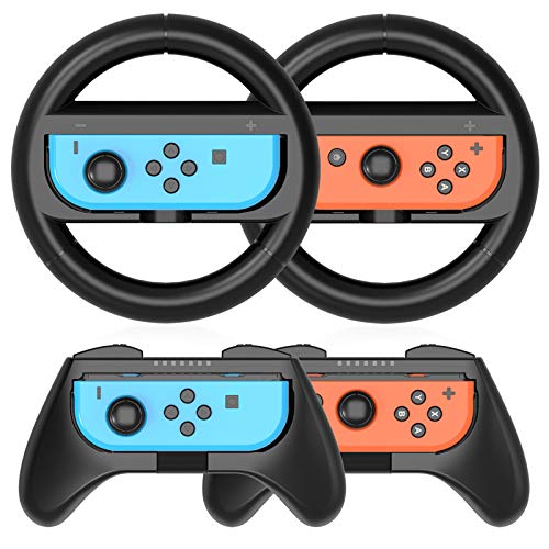 HEYSTOP Volantes y Grip Switch Joy-con para Nintendo Switch, Switch Joy-con Racing Wheel Volante, Mandos Grip Joy-con para Mario Kart Juegos/Joy-con Mandos Nintendo Switch Deluxe 4 Piezas (Negro) HEYSTOP Volantes y Grip Switch Joy-con para Nintendo Switch, Switch Joy-con Racing Wheel Volante, Mandos Grip Joy-con para Mario Kart Juegos/Joy-con Mandos Nintendo Switch Deluxe 4 Piezas (Negro)