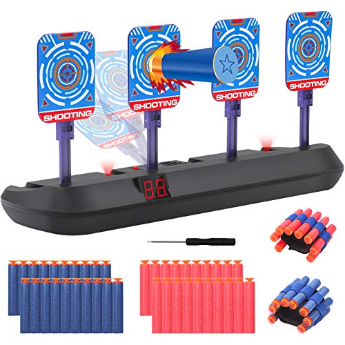 Hiveseen Objetivo Digital Electrónico para Pistolas Nerf con 40 Dardos y 2 Pulseras, Restablecimiento Automático con Efectos Inteligentes de Sonido y Luz para Nerf N-Strike Elite/Mega/Rival Series