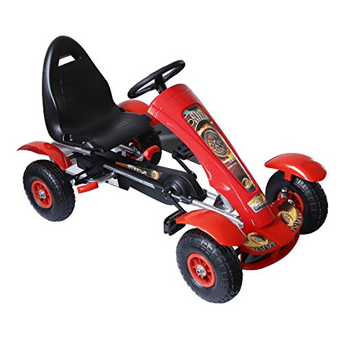 HOMCOM Coche de Pedales Go Kart Racing Deportivo con Asiento Ajustable Embrague y Freno para Niños 3-8 Años Carga 50kg Juguete Exterior 80x49x50cm Acero