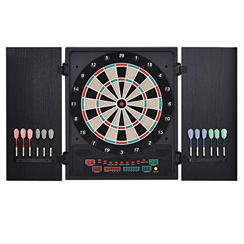HOMCOM Diana Electrónica Digital hasta 8 Jugadores con 12 Dardos y 30 Puntas con Pantalla LED Puertas 27 Juegos Distintos 51x6,5x57 cm Negro HOMCOM Diana Electrónica Digital hasta 8 Jugadores con 12 Dardos y 30 Puntas con Pantalla LED Puertas 27 Juegos Distintos 51x6,5x57 cm Negro