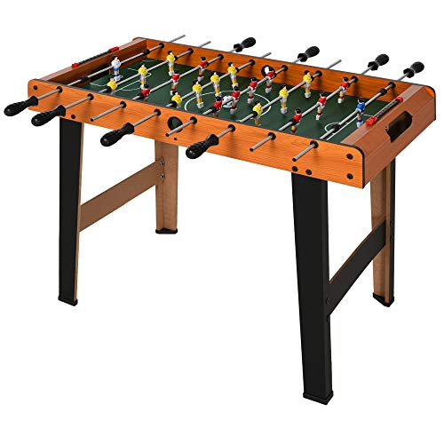 HOMCOM Mesa de Futbolín Juego de Fútbol de Mesa con 22 Jugadores Incluidos Tablas de Puntuación Agarres Cómodos Diseño Compacto 84,5x40x61,2 cm Color Madera y Negro