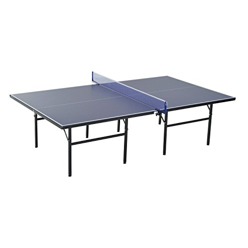 HOMCOM Mesa de Ping Pong Plegable con Red 152.5x274x76cm Tenis de Mesa y Material de Acero y MDF en Color Azul