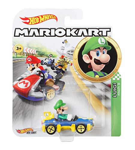 Hot Wheels - Mario Kart, Luigi, Vehiculos, Coche de juguete (Mattel GBG27) , color/modelo surtido