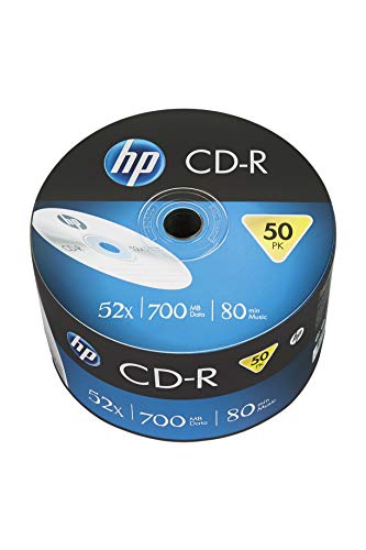 HP Logo CD-R80 700MB 52X (50 Pieces of 80 mins recordable CD Bulk Packed Spool Spindle)