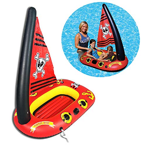 HT&PJ Piscina del bebé de la Historieta de la boya Inflable del Barco Pirata Asiento del Barco Yate Piscina Anillo del niño de 9-48 Meses de Edad Niños,Red