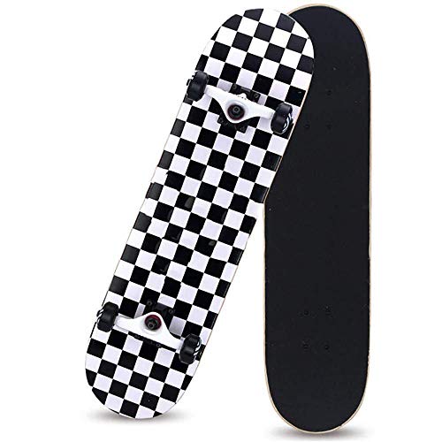 HUADUO Patineta Completa para Principiantes, Adolescentes, niños, niñas, 31"x 8", Tabla de Skate con Maple Cruiser Pro Skateboards Longboards, Penny Skateboard.-Cuadrado Blanco y Negro HUADUO Patineta Completa para Principiantes, Adolescentes, niños, niñas, 31"x 8", Tabla de Skate con Maple Cruiser Pro Skateboards Longboards, Penny Skateboard.-Cuadrado Blanco y Negro