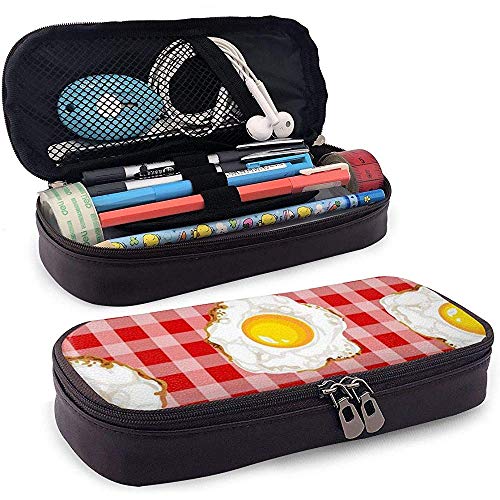 Huevos fritos (2) Estuche de cuero para lápices - Estuche de lápiz Organizador de papelería Bolsa de maquillaje, soporte perfecto Huevos fritos (2) Estuche de cuero para lápices - Estuche de lápiz Organizador de papelería Bolsa de maquillaje, soporte perfecto
