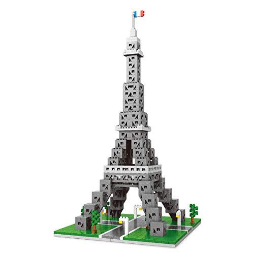 HYZM Architecture París Torre Eiffel bloques de construcción, 1184+ piezas Mini ladrillos Francia París Landmark Conjunto de construcción modular, no compatible con Lego
