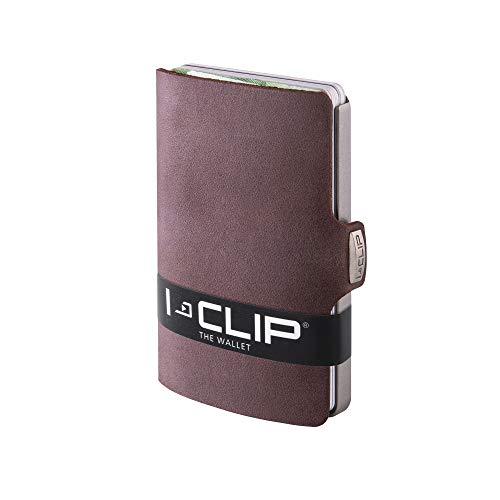 I-CLIP ® Cartera Soft-Touch Marrón, Metallic-Grey (Disponible En 8 Variantes)