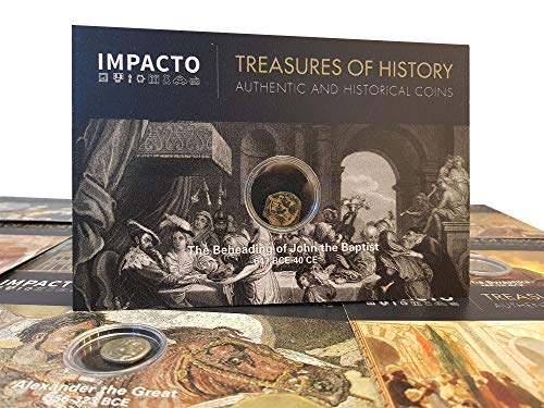 IMPACTO COLECCIONABLES Tesoros con Historia: Moneda Original de Aretas IV 647 a.C - 40 d.C - La Decapitación de San Juan Bautista