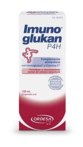 Imunoglukan jarabe 120ml - Complemento alimenticio, con vitamina C que contribuye al correcto funcionamiento del sistema inmunitario,1ml/5kg de peso Imunoglukan jarabe 120ml - Complemento alimenticio, con vitamina C que contribuye al correcto funcionamiento del sistema inmunitario,1ml/5kg de peso