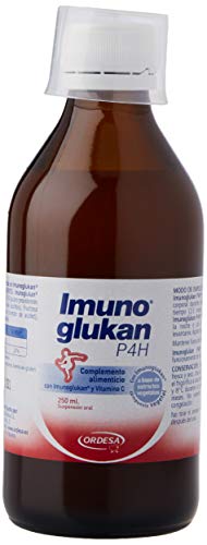 Imunoglukan jarabe 250ml - Formato Ahorro - Complemento alimenticio, con vitamina C que contribuye al correcto funcionamiento del sistema inmunitario. 1ml/5kg de peso.