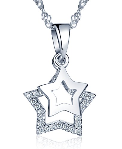 Infinito U- Collar de Plata Colgante de Doble Estrellas con Diamente, Viene con Caja de Regalo y Tarjeta 3D, Idea Regalo para Mujer Chicas Infinito U- Collar de Plata Colgante de Doble Estrellas con Diamente, Viene con Caja de Regalo y Tarjeta 3D, Idea Regalo para Mujer Chicas